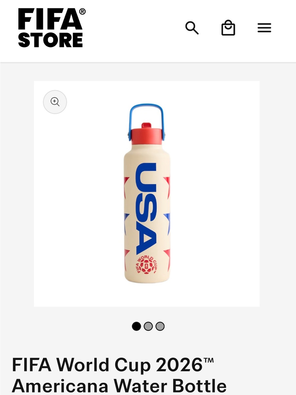 FIFA World Cup 2026 Americana Water Bottle - USA Red, Blue & Cream